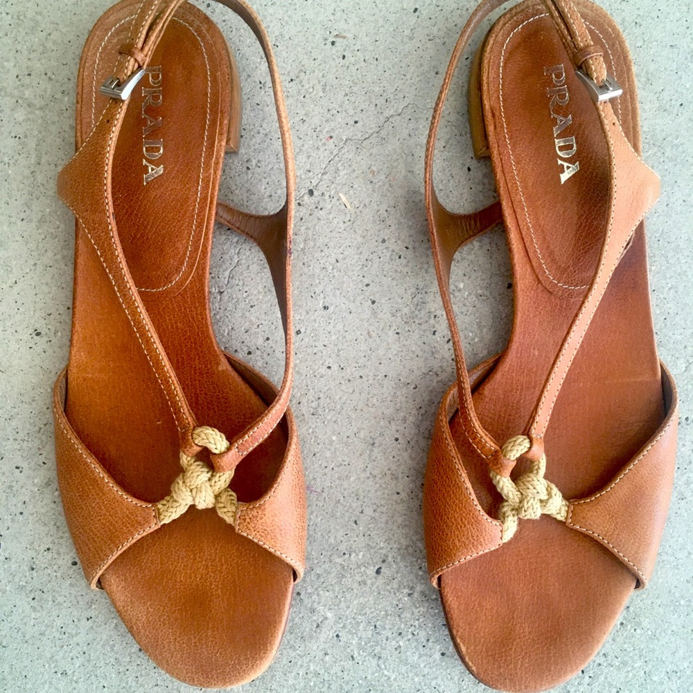 Prada Brown Leather Stappy Sandals size 40